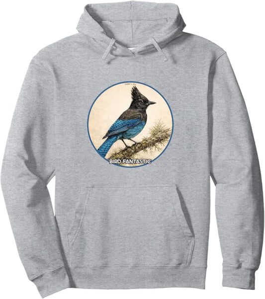 Retro Steller's Jay Hoodie – Vintage Bird Design Sweatshirt