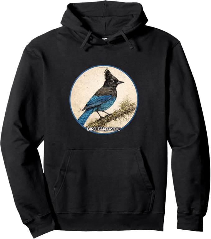 Retro Steller's Jay Hoodie – Vintage Bird Design Sweatshirt