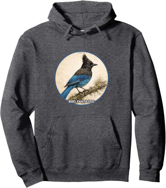 Retro Steller's Jay Hoodie – Vintage Bird Design Sweatshirt