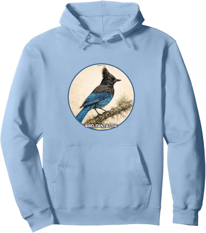 Retro Steller's Jay Hoodie – Vintage Bird Design Sweatshirt