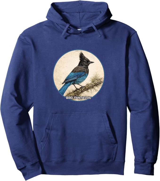 Retro Steller's Jay Hoodie – Vintage Bird Design Sweatshirt