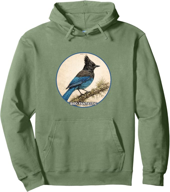Retro Steller's Jay Hoodie – Vintage Bird Design Sweatshirt