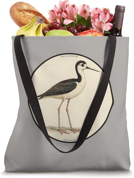 Colorful Black-necked Stilt Bird Design Tote Bag by Bird Fantastic