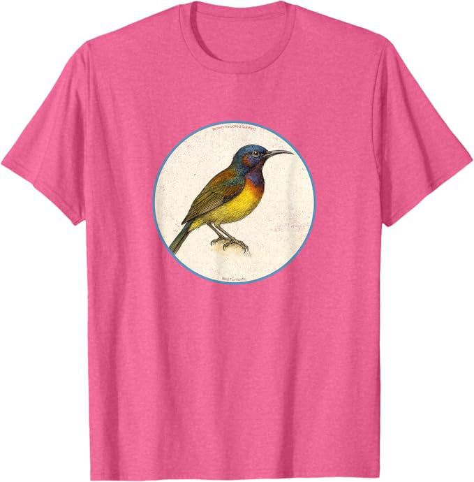 Retro Brown-Throated Sunbird Bird Design T-Shirt Design 10 Colors by Bird Fantastic | Birding Graphic Tee