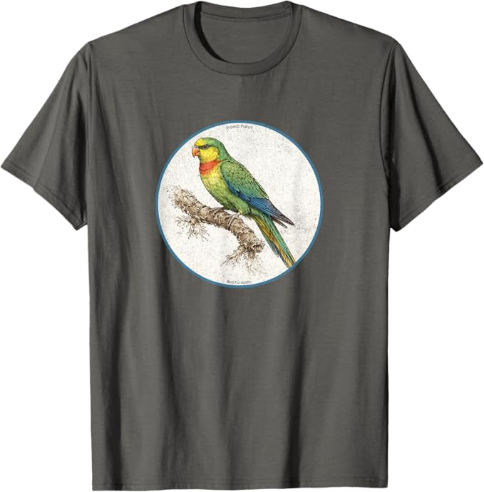 Retro Superb Parrot T-Shirt Design 10 Colors by Bird Fantastic | Birding Graphic Tee