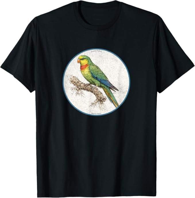 Retro Superb Parrot T-Shirt Design 10 Colors by Bird Fantastic | Birding Graphic Tee