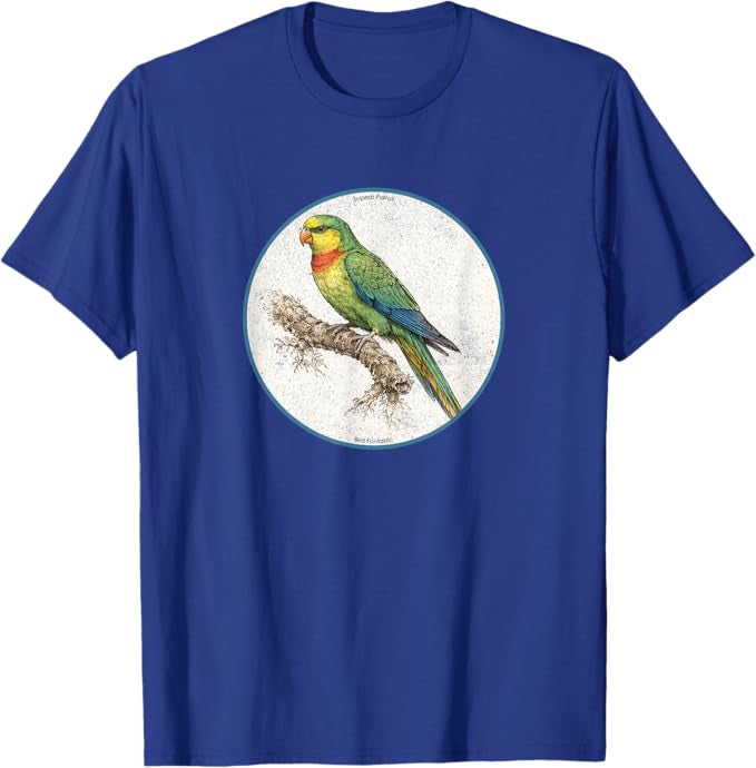 Retro Superb Parrot T-Shirt Design 10 Colors by Bird Fantastic | Birding Graphic Tee