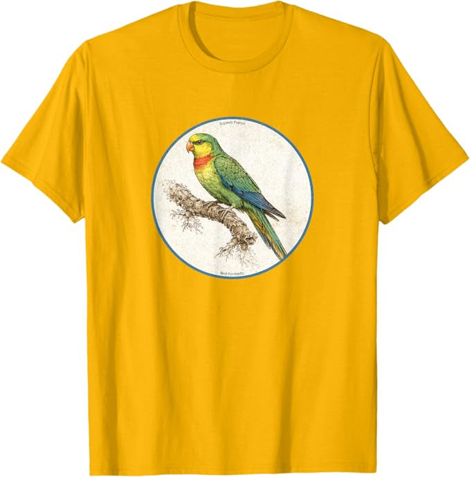 Retro Superb Parrot T-Shirt Design 10 Colors by Bird Fantastic | Birding Graphic Tee