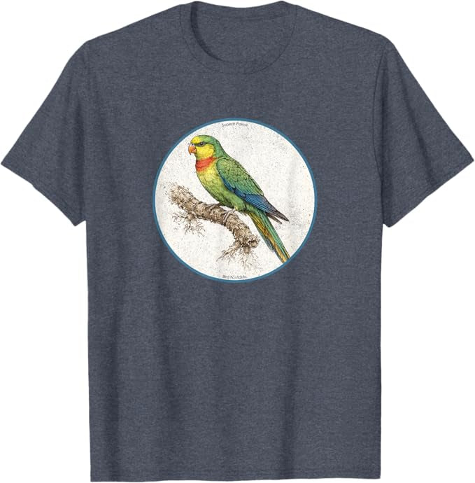 Retro Superb Parrot T-Shirt Design 10 Colors by Bird Fantastic | Birding Graphic Tee