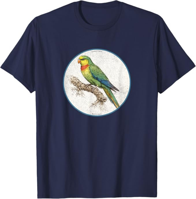 Retro Superb Parrot T-Shirt Design 10 Colors by Bird Fantastic | Birding Graphic Tee