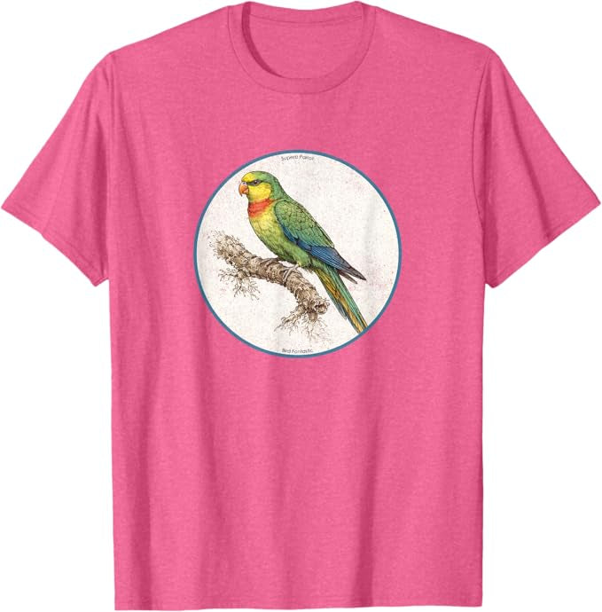 Retro Superb Parrot T-Shirt Design 10 Colors by Bird Fantastic | Birding Graphic Tee
