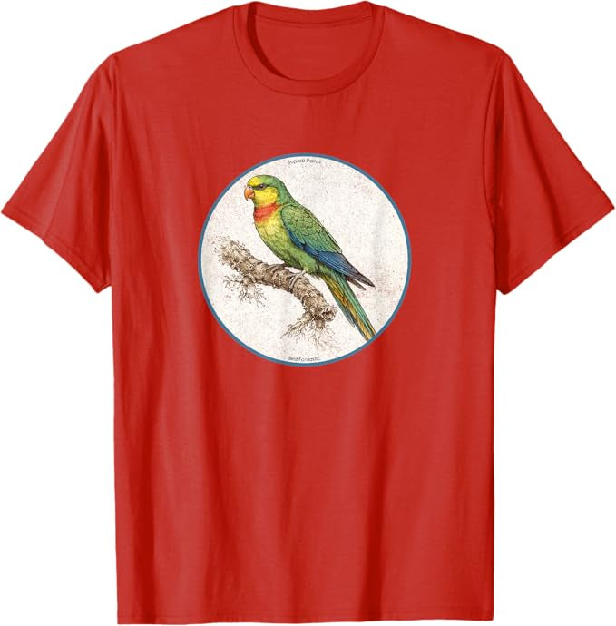 Retro Superb Parrot T-Shirt Design 10 Colors by Bird Fantastic | Birding Graphic Tee