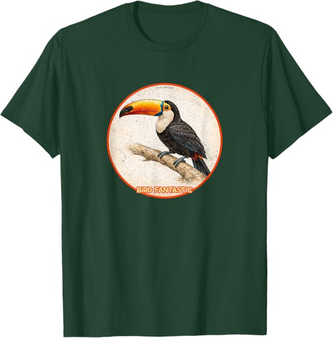 Retro Toco Toucan T-Shirt Design 10 Colors by Bird Fantastic | Birding Graphic Tee