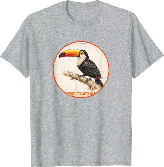 Retro Toco Toucan T-Shirt Design 10 Colors by Bird Fantastic | Birding Graphic Tee
