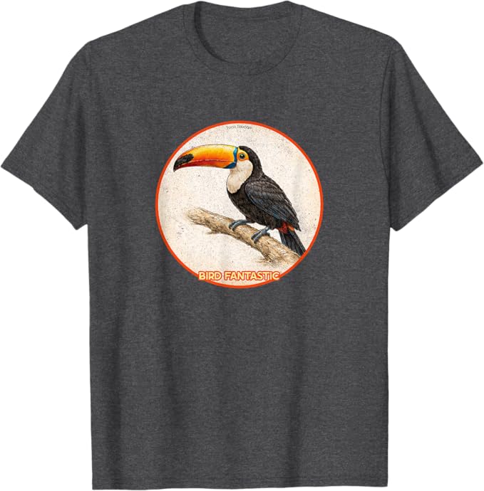 Retro Toco Toucan T-Shirt Design 10 Colors by Bird Fantastic | Birding Graphic Tee