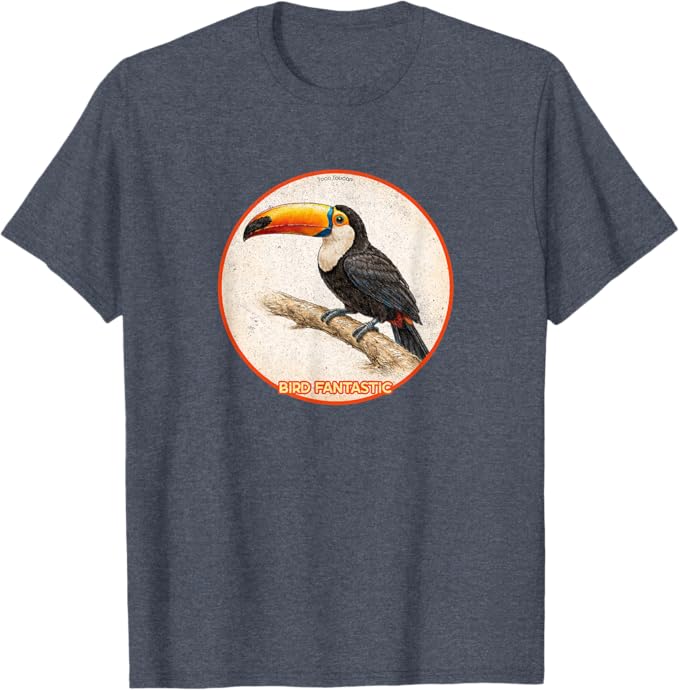Retro Toco Toucan T-Shirt Design 10 Colors by Bird Fantastic | Birding Graphic Tee
