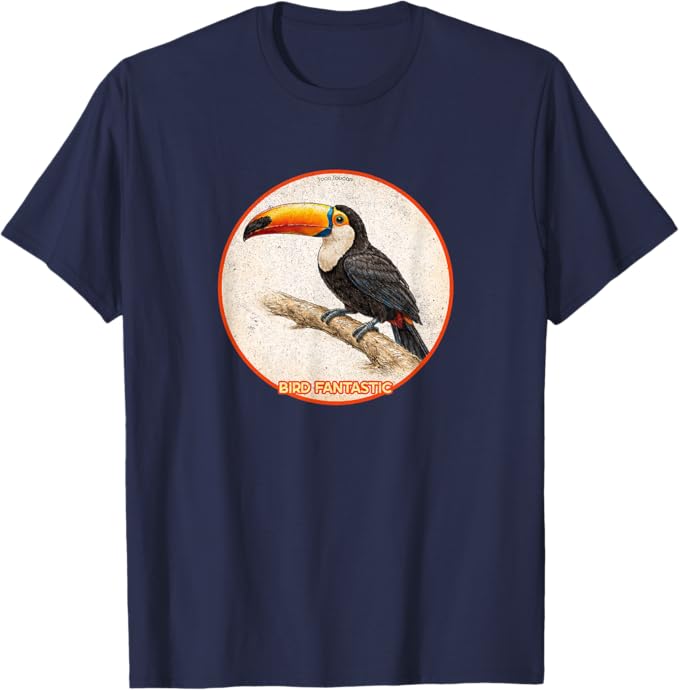 Retro Toco Toucan T-Shirt Design 10 Colors by Bird Fantastic | Birding Graphic Tee