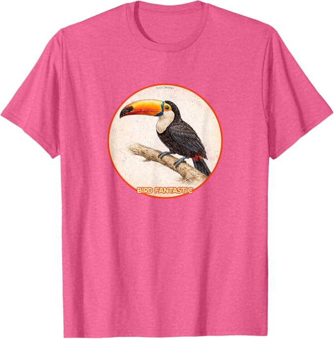 Retro Toco Toucan T-Shirt Design 10 Colors by Bird Fantastic | Birding Graphic Tee