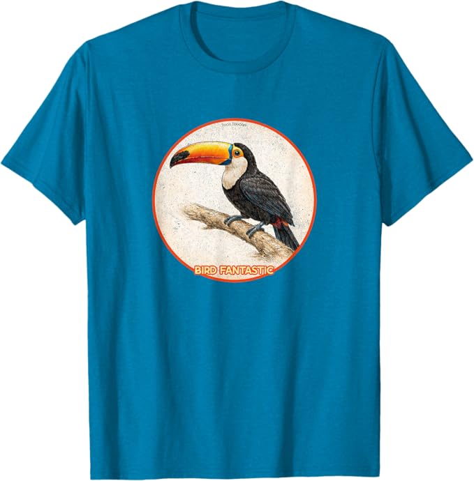 Retro Toco Toucan T-Shirt Design 10 Colors by Bird Fantastic | Birding Graphic Tee