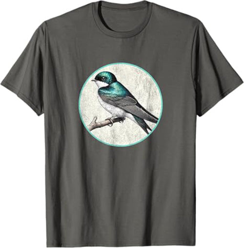 Tree Swallow T-Shirt Retro Design by Bird.fan