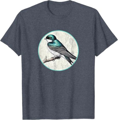 Tree Swallow T-Shirt Retro Design by Bird.fan