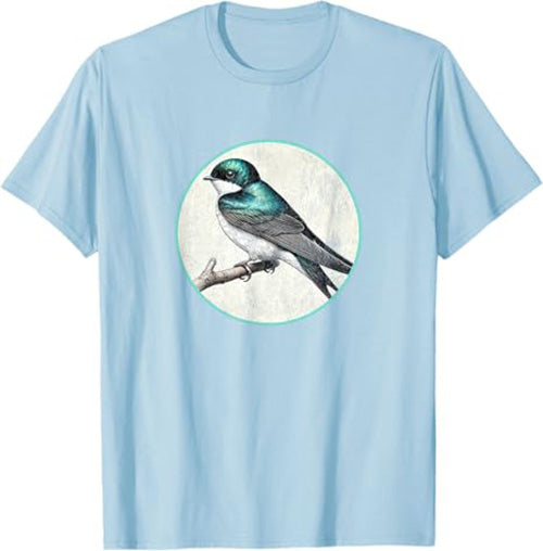 Tree Swallow T-Shirt Retro Design by Bird.fan
