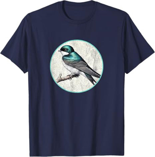 Tree Swallow T-Shirt Retro Design by Bird.fan