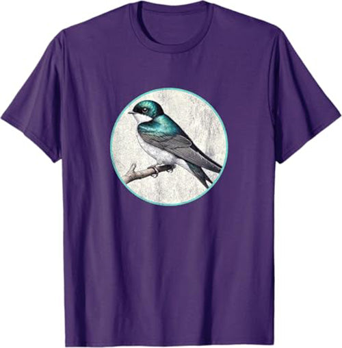 Tree Swallow T-Shirt Retro Design by Bird.fan