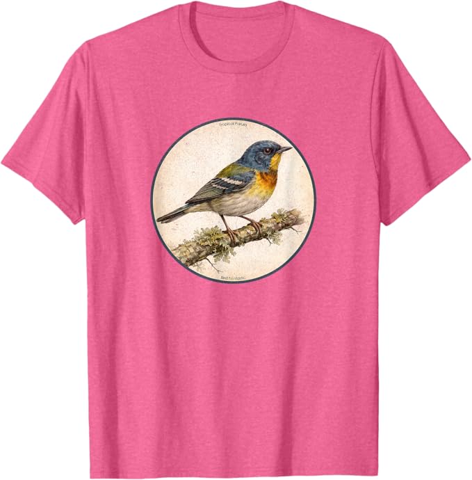 Retro Tropical Parula T-Shirt Design 10 Colors by Bird Fantastic | Birding Graphic Tee