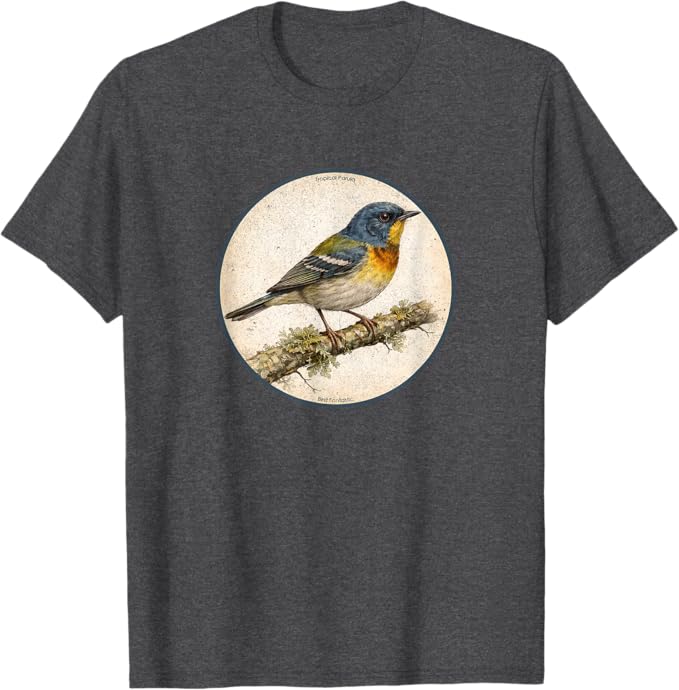 Retro Tropical Parula T-Shirt Design 10 Colors by Bird Fantastic | Birding Graphic Tee