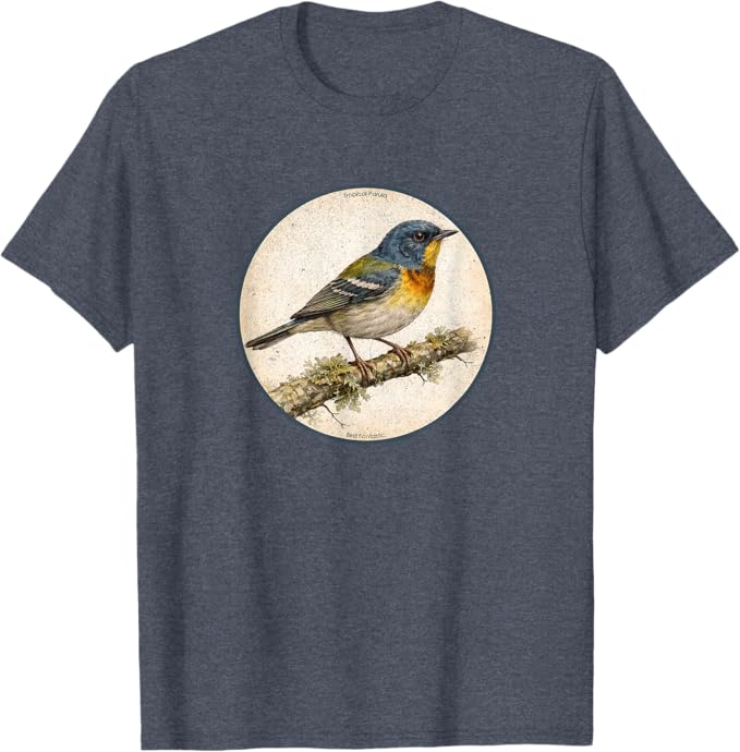 Retro Tropical Parula T-Shirt Design 10 Colors by Bird Fantastic | Birding Graphic Tee