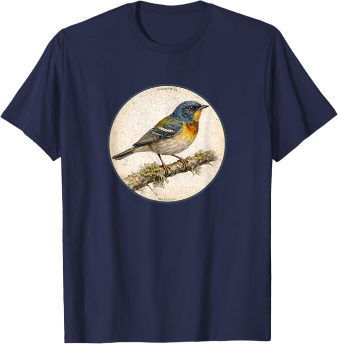 Retro Tropical Parula T-Shirt Design 10 Colors by Bird Fantastic | Birding Graphic Tee