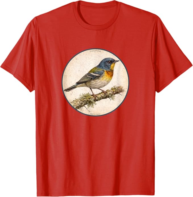 Retro Tropical Parula T-Shirt Design 10 Colors by Bird Fantastic | Birding Graphic Tee