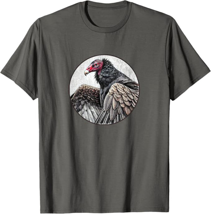 Retro Turkey Vulture Bird Design T-Shirt Design 10 Colors by Bird.Fan | Birding Graphic Tee