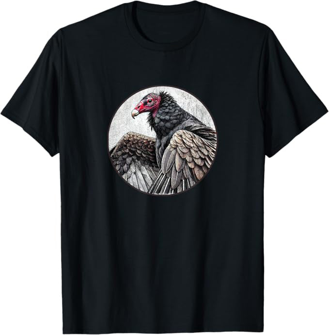 Retro Turkey Vulture Bird Design T-Shirt Design 10 Colors by Bird.Fan | Birding Graphic Tee