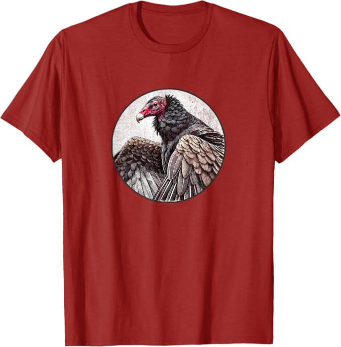 Retro Turkey Vulture Bird Design T-Shirt Design 10 Colors by Bird.Fan | Birding Graphic Tee
