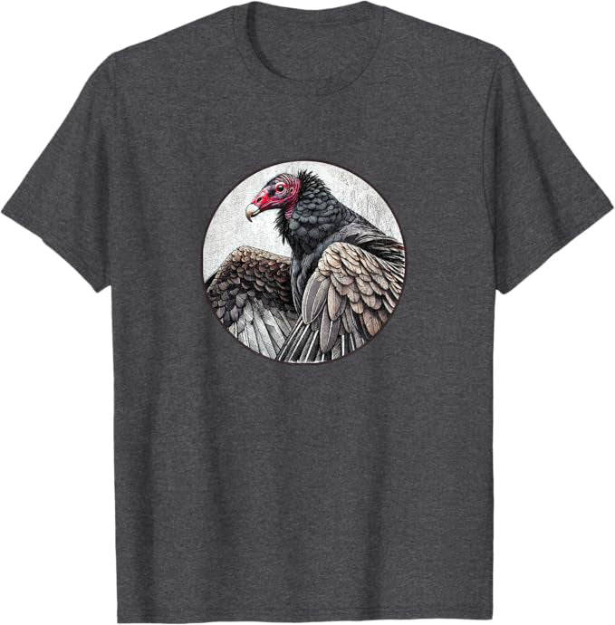 Retro Turkey Vulture Bird Design T-Shirt Design 10 Colors by Bird.Fan | Birding Graphic Tee