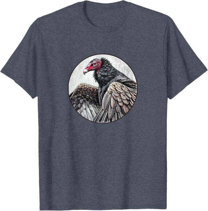 Retro Turkey Vulture Bird Design T-Shirt Design 10 Colors by Bird.Fan | Birding Graphic Tee
