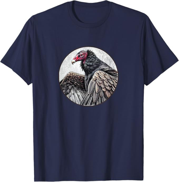 Retro Turkey Vulture Bird Design T-Shirt Design 10 Colors by Bird.Fan | Birding Graphic Tee