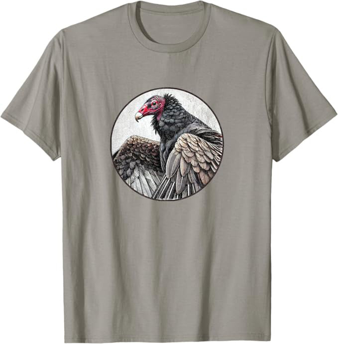 Retro Turkey Vulture Bird Design T-Shirt Design 10 Colors by Bird.Fan | Birding Graphic Tee