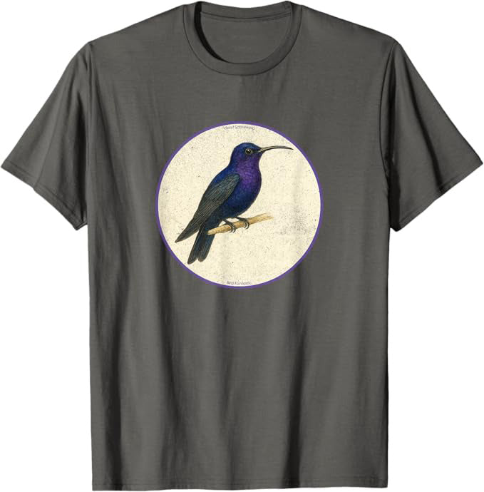 Retro Violet Sabrewing Bird Design T-Shirt Design 10 Colors by Bird Fantastic | Birding Graphic Tee