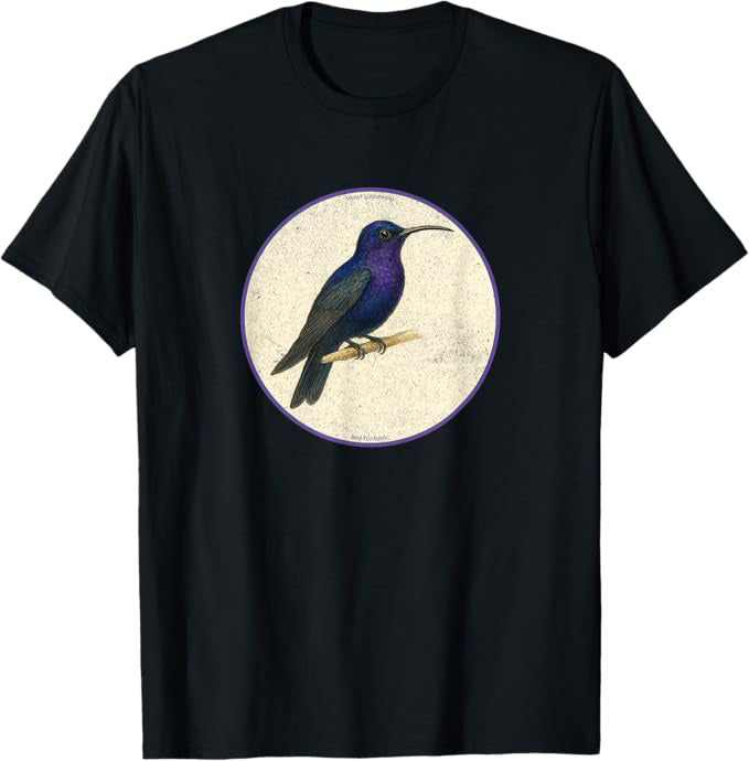 Retro Violet Sabrewing Bird Design T-Shirt Design 10 Colors by Bird Fantastic | Birding Graphic Tee