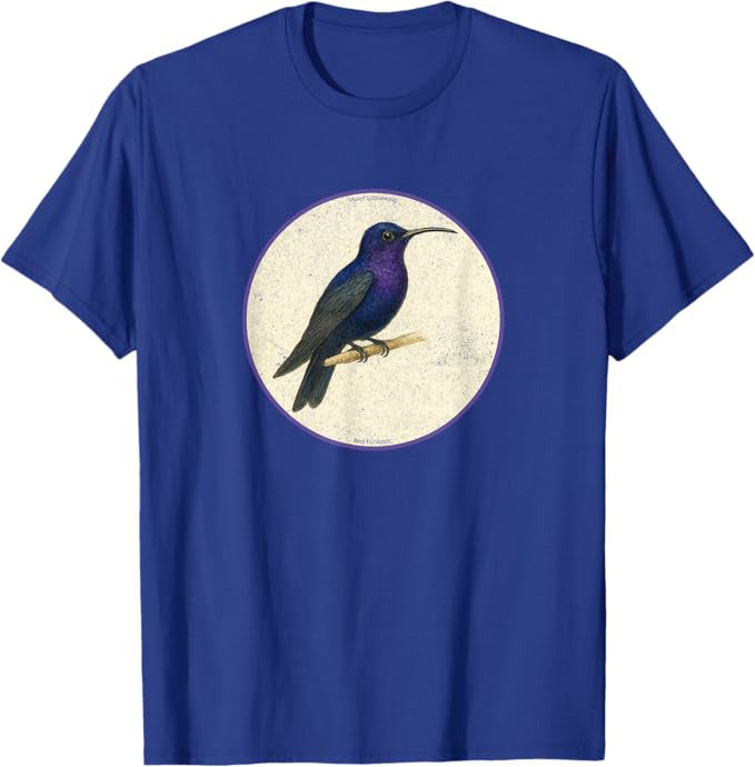 Retro Violet Sabrewing Bird Design T-Shirt Design 10 Colors by Bird Fantastic | Birding Graphic Tee