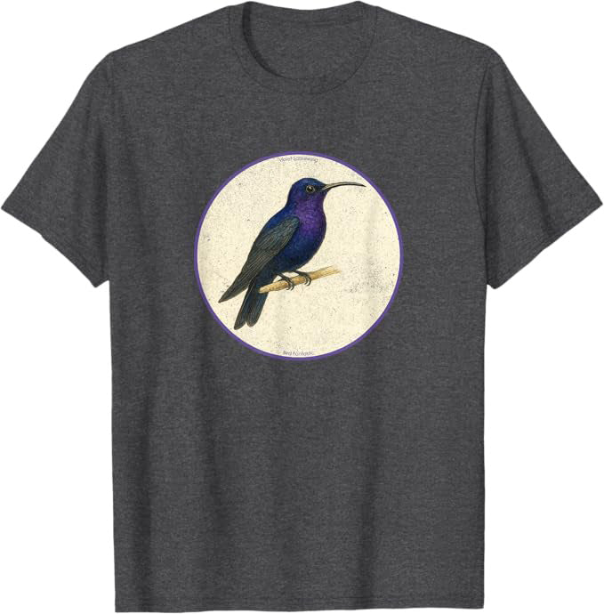 Retro Violet Sabrewing Bird Design T-Shirt Design 10 Colors by Bird Fantastic | Birding Graphic Tee