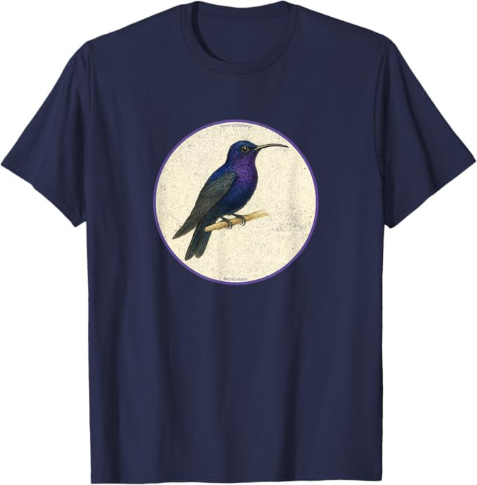 Retro Violet Sabrewing Bird Design T-Shirt Design 10 Colors by Bird Fantastic | Birding Graphic Tee