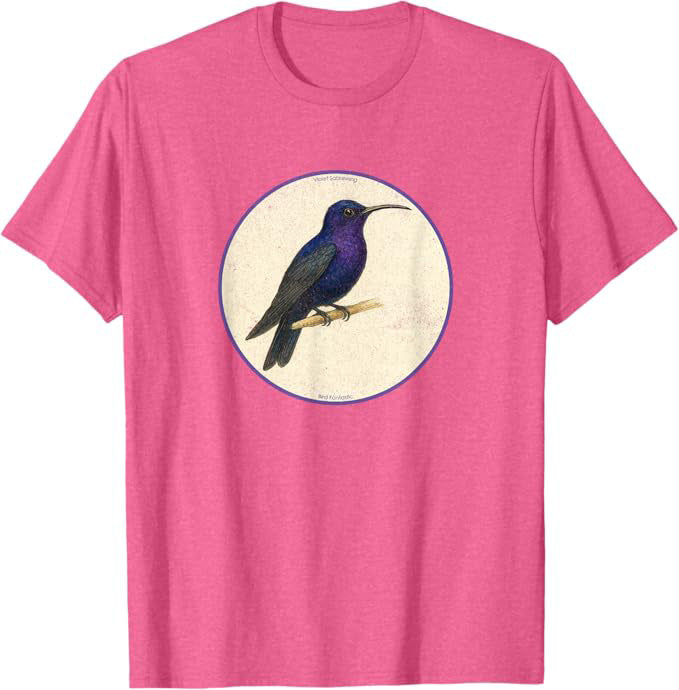 Retro Violet Sabrewing Bird Design T-Shirt Design 10 Colors by Bird Fantastic | Birding Graphic Tee