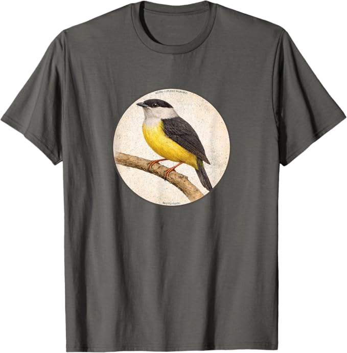 Retro White-Collared Manakin Bird Design T-Shirt Design 10 Colors by Bird Fantastic | Birding Graphic Tee