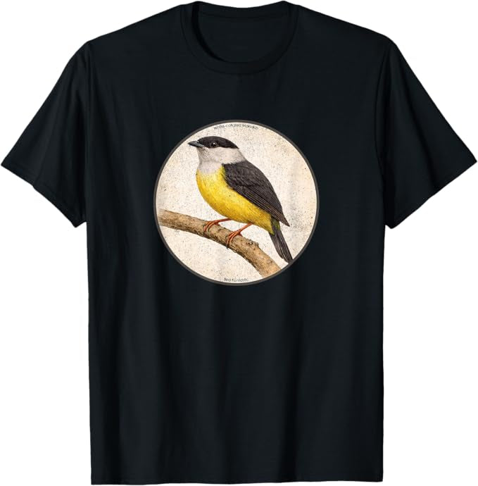 Retro White-Collared Manakin Bird Design T-Shirt Design 10 Colors by Bird Fantastic | Birding Graphic Tee