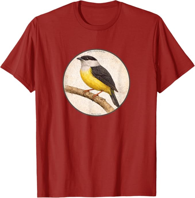 Retro White-Collared Manakin Bird Design T-Shirt Design 10 Colors by Bird Fantastic | Birding Graphic Tee