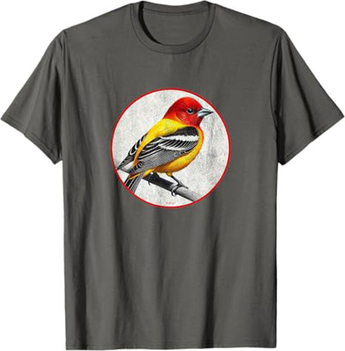 Western Tanager T-Shirt Retro Design by Bird.fan
